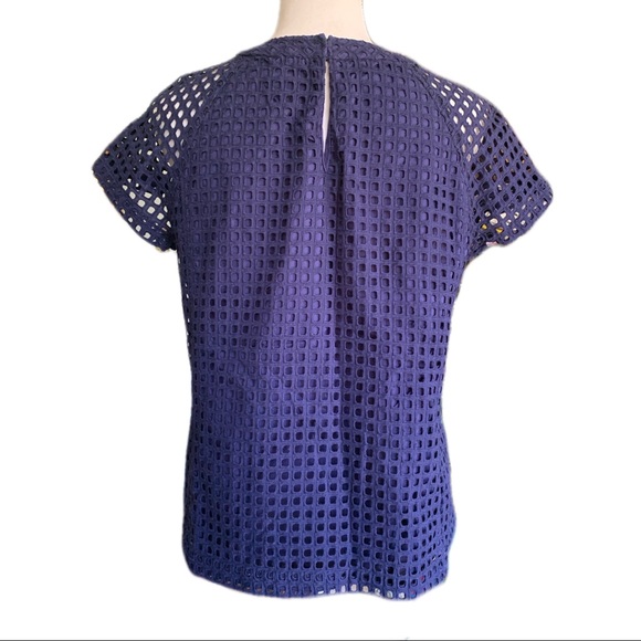 Madewell Navy Blue Eyelet Lace Tee Medium - Picture 3 of 9